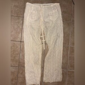 Women's Cream Eyelet Drawstring Pants